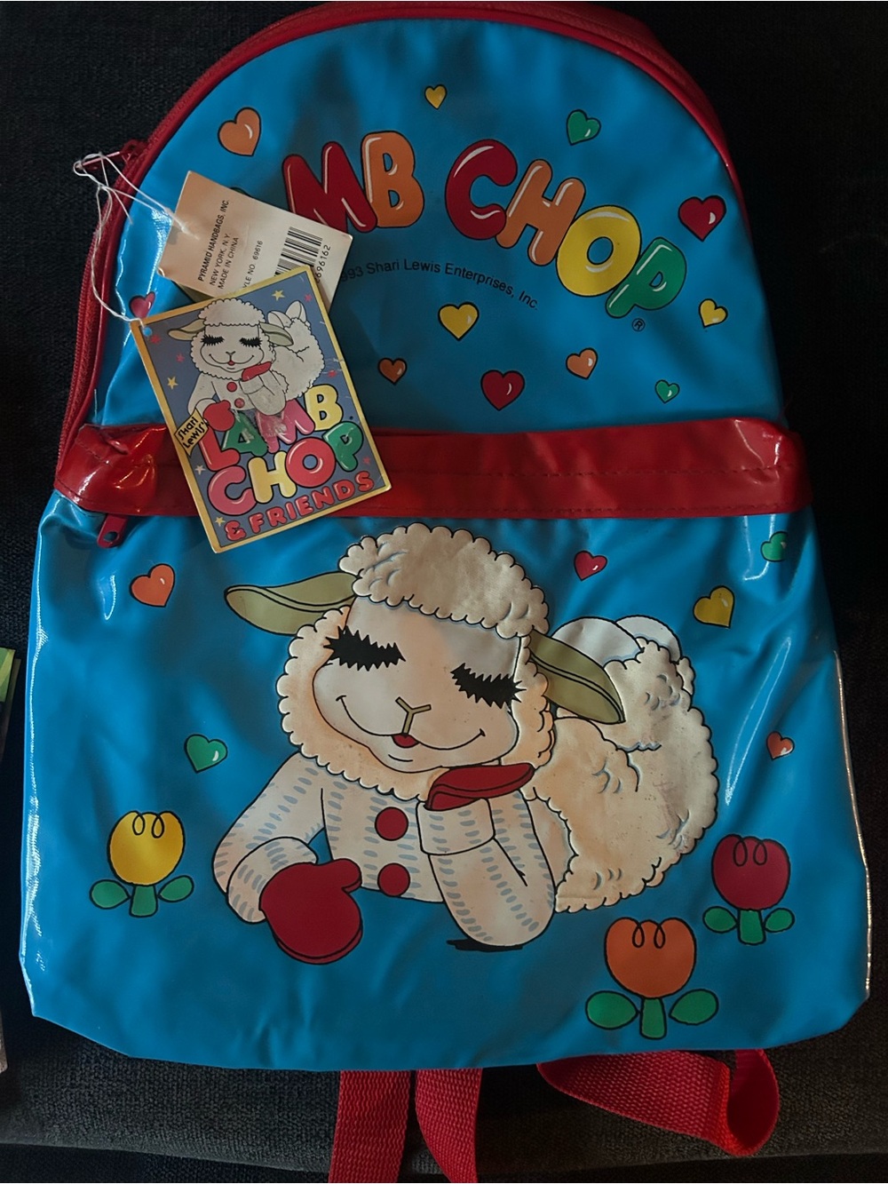 Lamb Chop BookBag 1993 Shari Lewis Enterprises, Inc. Red Backpack NWT Rare !